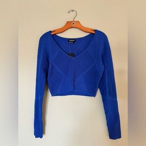 NWT Blue crop sweater Bebe